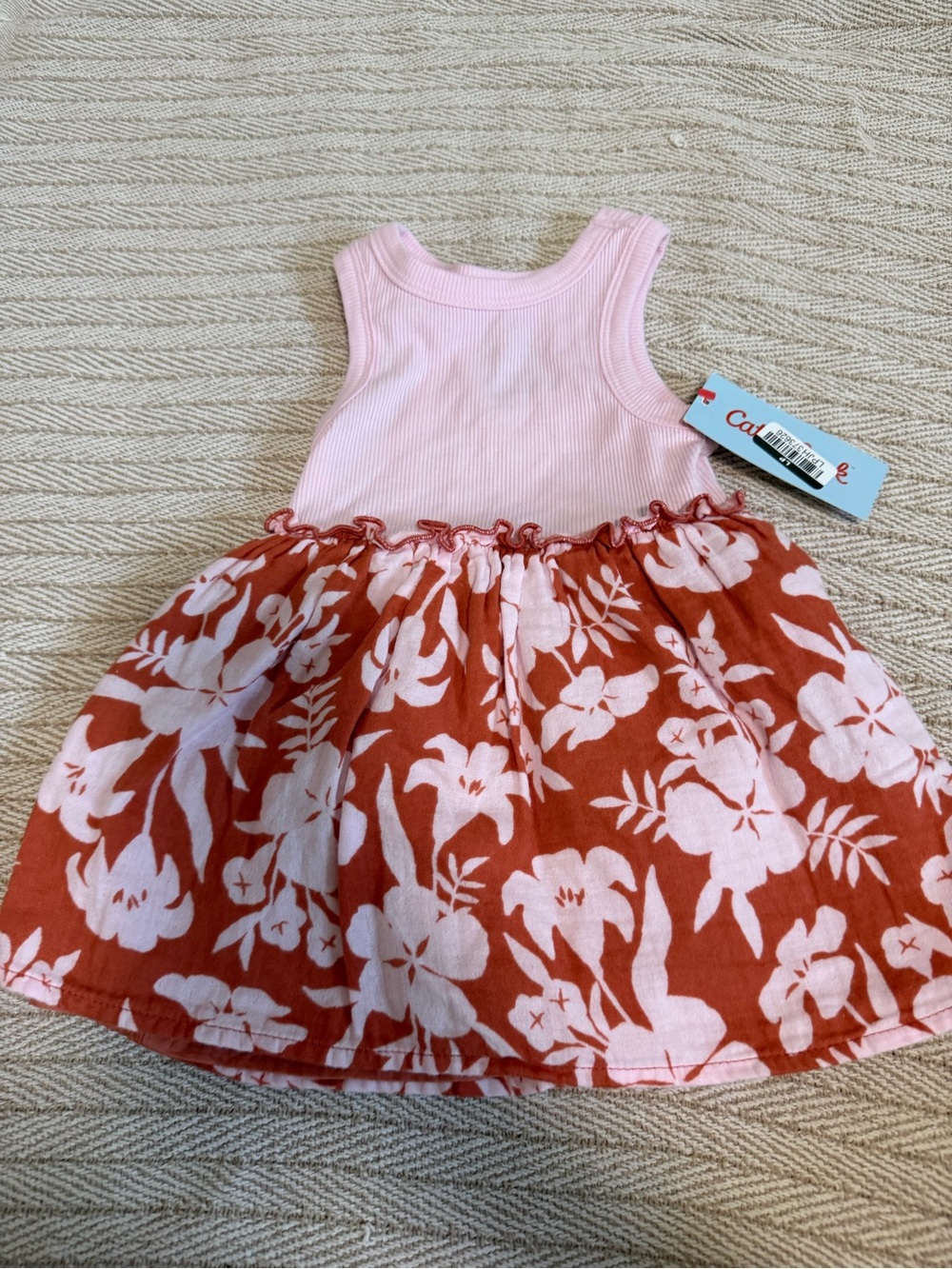 Cat & Jack Pink Tank with Rust Floral Skirt Girls Dress